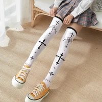 new fashion printing over the knee thigh socks ladies student cartoon anime japanese loli stockings girl cute and sexy wet look