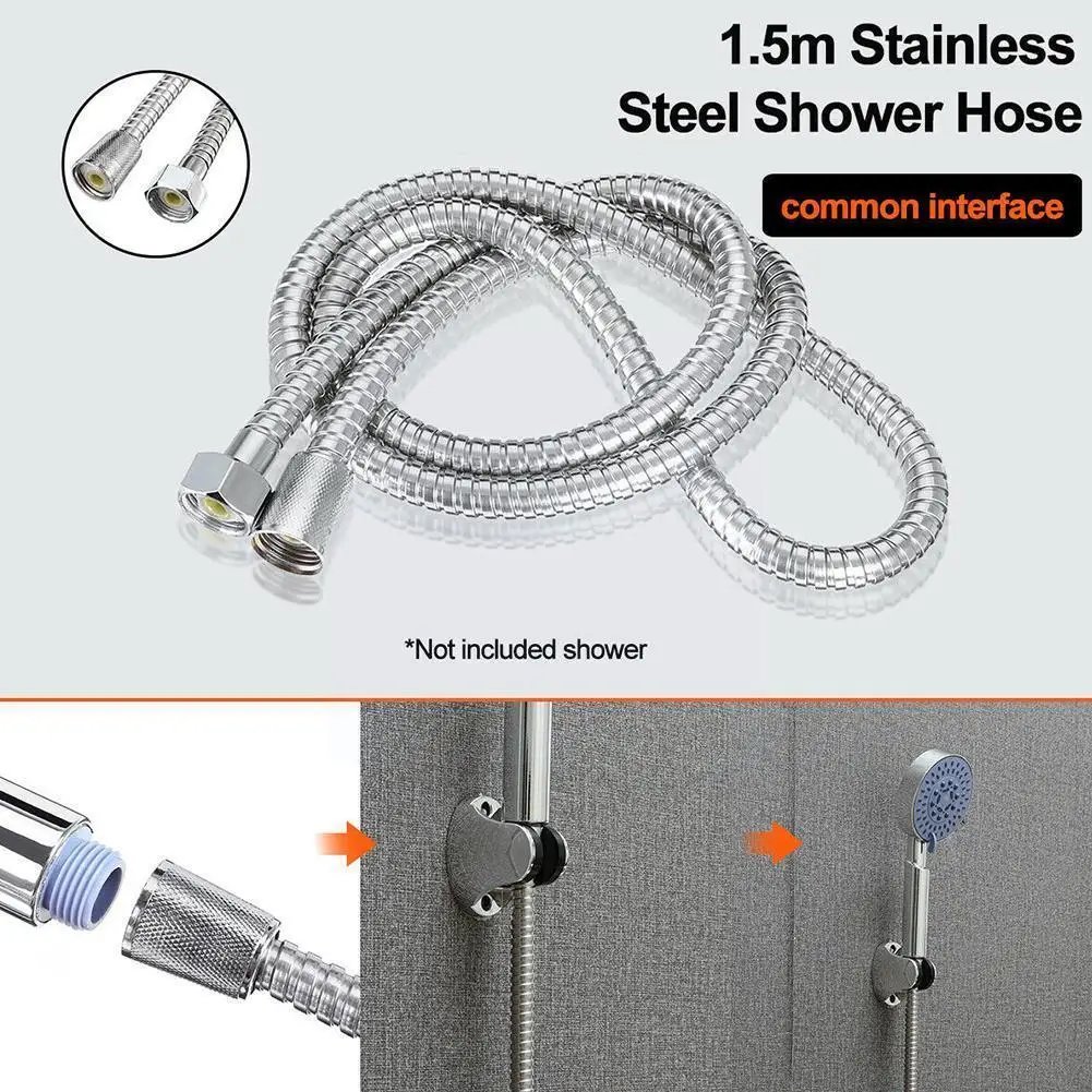 

Steel Flexible Shower Hose Long Bathroom Shower Water Accessories Hose Plumbing Pipe Tube Bathroom Pulling Extension K9Y2
