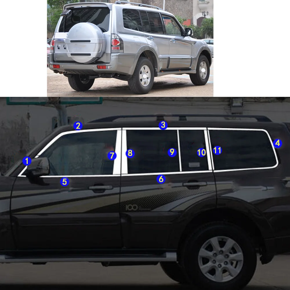 

Sticker Garnish Pillar Window Middle Strip Trim Frame Hoods Parts For Mitsubishi PAJERO V73 V77 V93 V97 2004-2008 2009-2019
