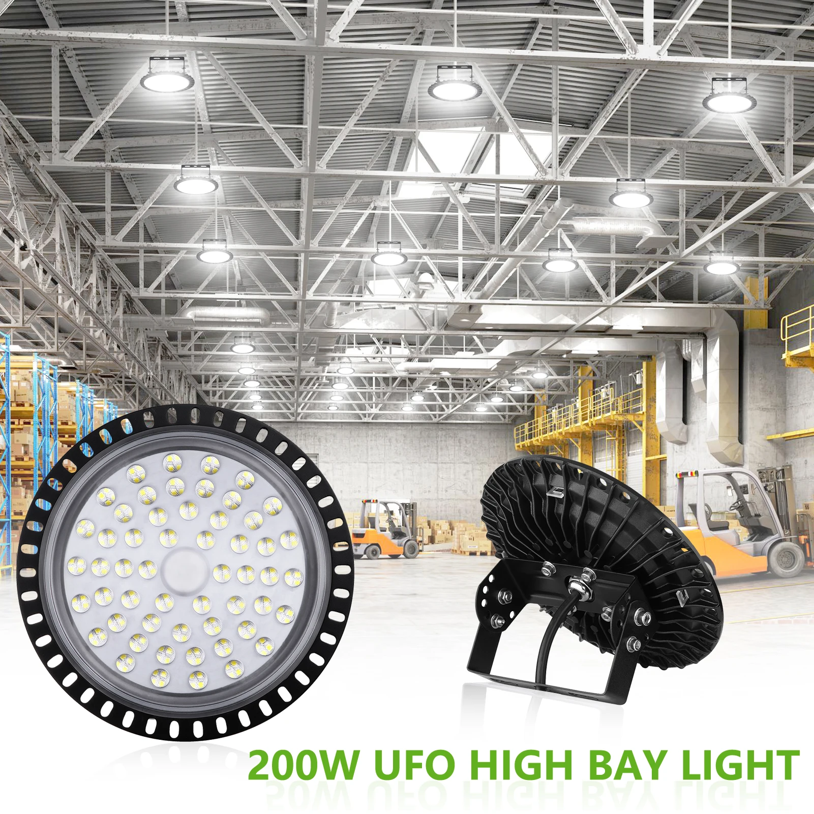 New 50/100/200W UFO LED High Bay Light AC220V Waterproof Warehouse Garage Light Super Bright Commercial Industrial Lighting