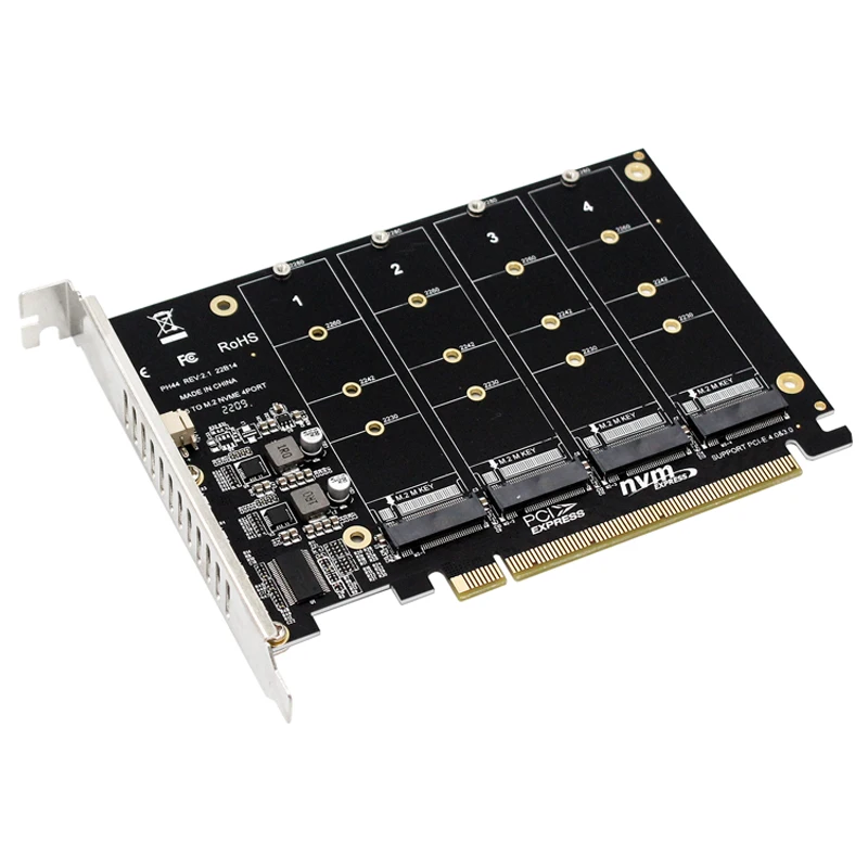 

NEW NVME Raid Card PCI Express 4.0 X16 to 4 Port NVME Expansion Card Adapter 4x 32Gbps M.2 NVME SSD M Key PCI-E Split Card Riser