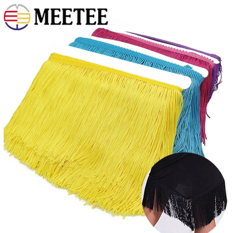 

10Meters Meetee 15cm New Polyester Fringe Lace Trim Tassel Ribbons for Latin Dress Skirt Clothing Decor DIY Sewing Accessories