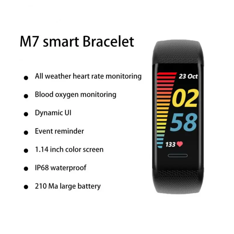 

M7 Smart Bracelet Fitness Tracker Monitor Heart Rate Smart Watch Blood Pressure Step Count Calorie Activity Tracker Man Women