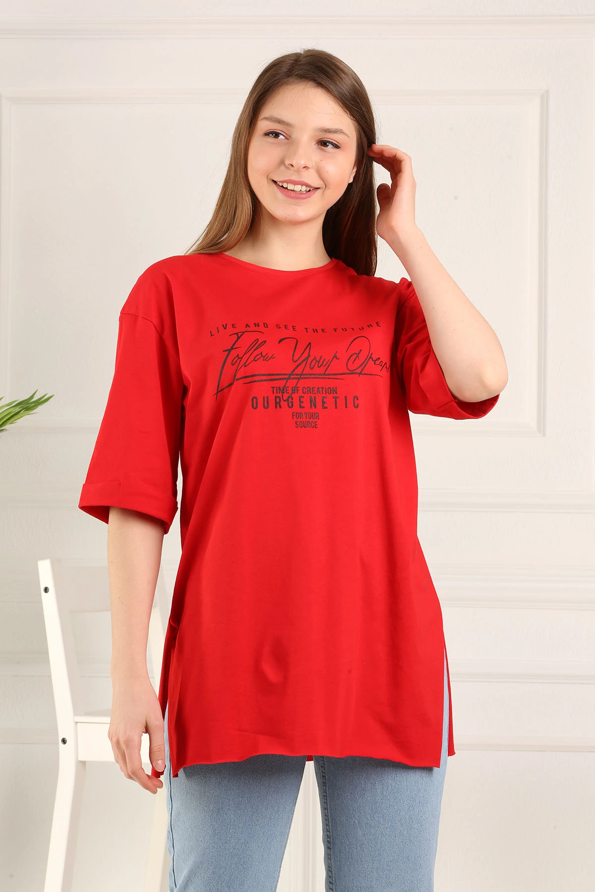 Надпись принт пот NY-красный