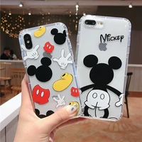disney mickey cartoon phone cases for iphone 13 12 11 pro max mini xr xs max 8 x 7 transparent couple soft silicone cover gift