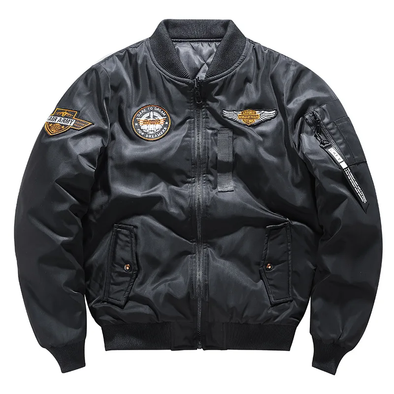 Men's Fashion Double-sided Wear Plus Size Thick Baseball Uniform Men's Air Force MA1 Pilot Tide Brand Warm Jacket  Winter Coat