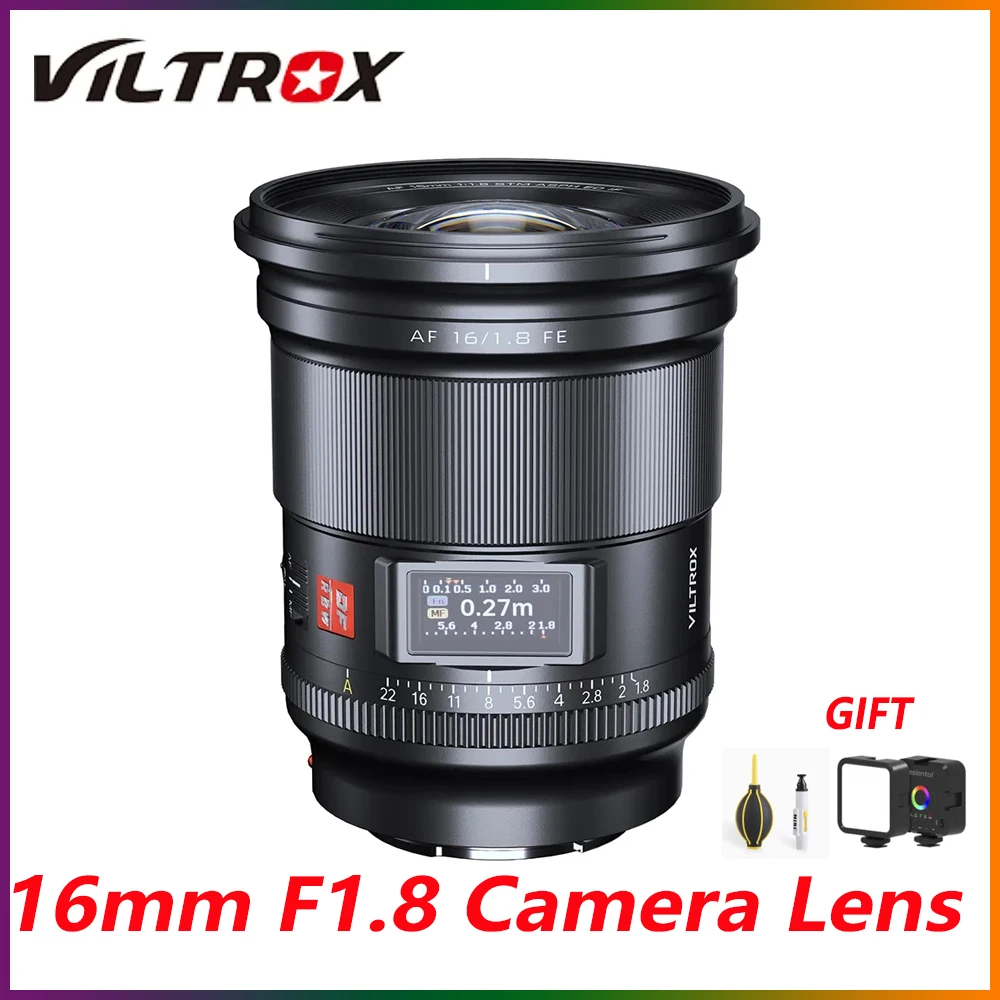 VILTROX 16mm F1.8 Camera Full Frame Large Aperture Wide Angle Auto Focus Lens For Sony ZV-E1 A7RV Cameras