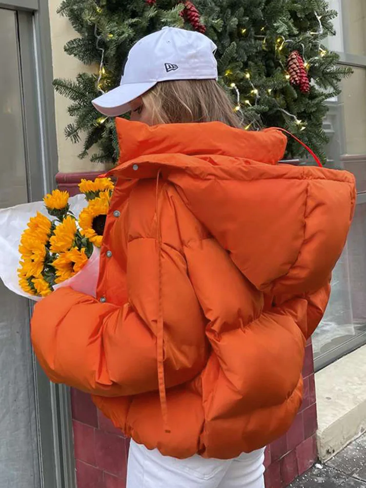 2022 New Loose Cotton Clothes Bread Clothes Winter Design Sense Thickened Hooded Jacket Women
