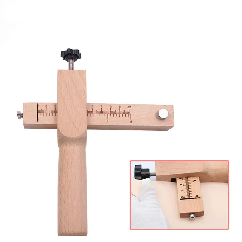 Adjustable Leather Strap Cutter with 5 Blades DIY Hand Leather Belt Cutting Wooden Strip Cutter Leather Craft Tools