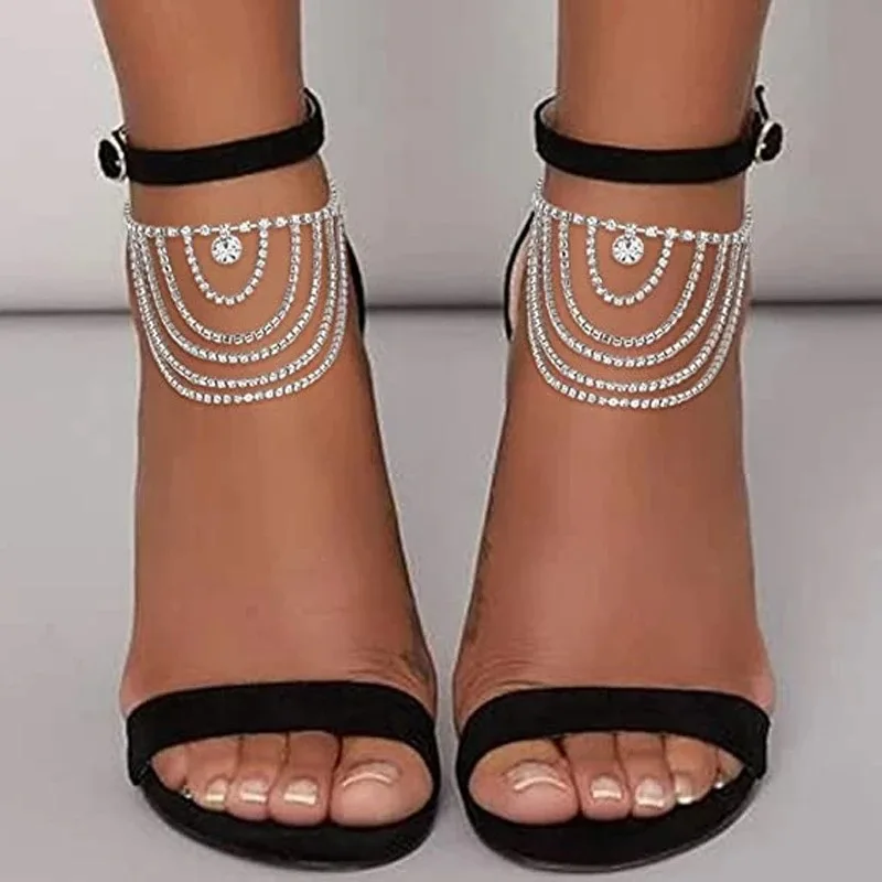 

Buy One Get One Free Multi-layered rhinestone anklets Fashion beach shiny water drop anklet anklets Accessories for women chain