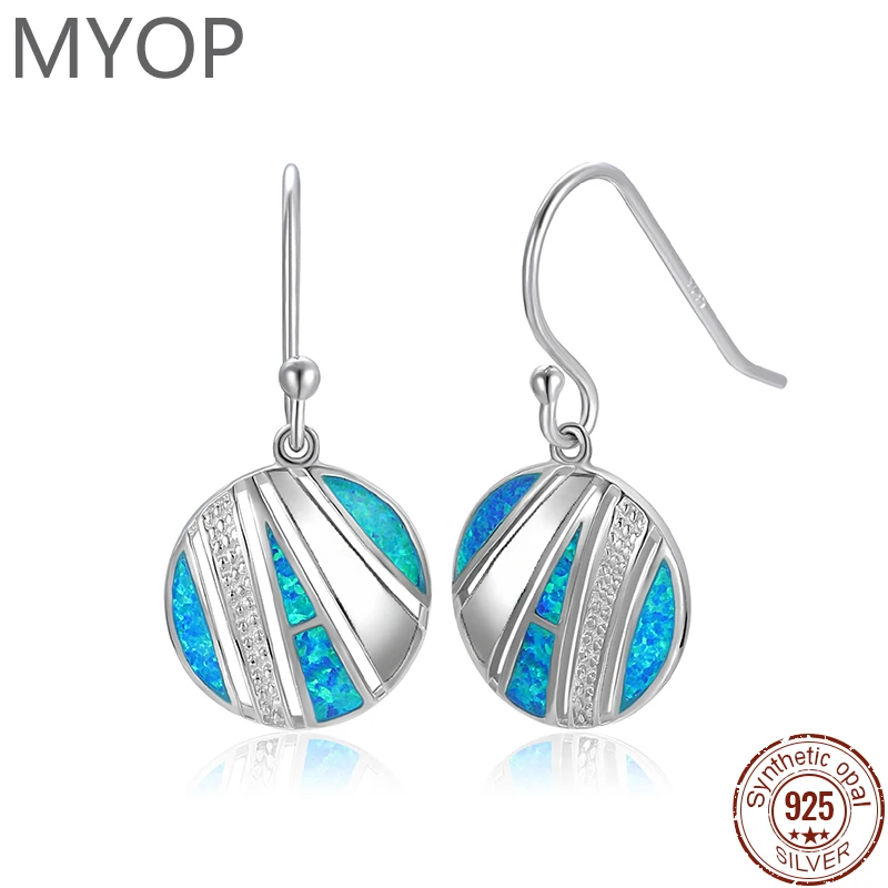

MYOP Synthetic OPAL Blue Round Ear Hook To Celebrate Christmas And Enjoy The Shining, Warm Winter Stories