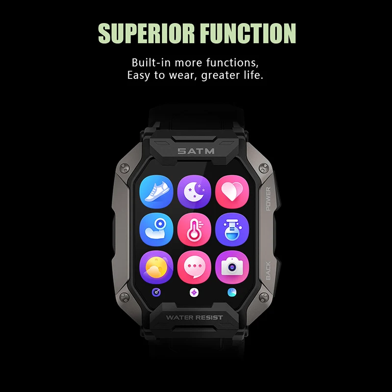 1.75 Inch SATM IP68 Waterproof Smart watch Men Women Fitness Tracker Blood Pressure Monitor Outdoor Sports Smartwatch for Xiaomi