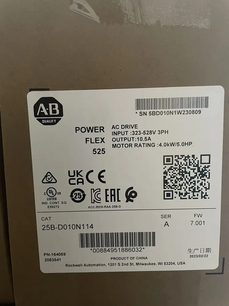 

25B-D010N114 A-B Power-Flex 525 привод переменного тока 4 кВт/5 л.с. 2022-2023 герметичная коробка