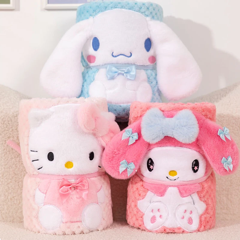 Двустороннее фланелевое одеяло Sanrio Hello Kitty Kuromi Cinnamoroll Pachacco для дивана