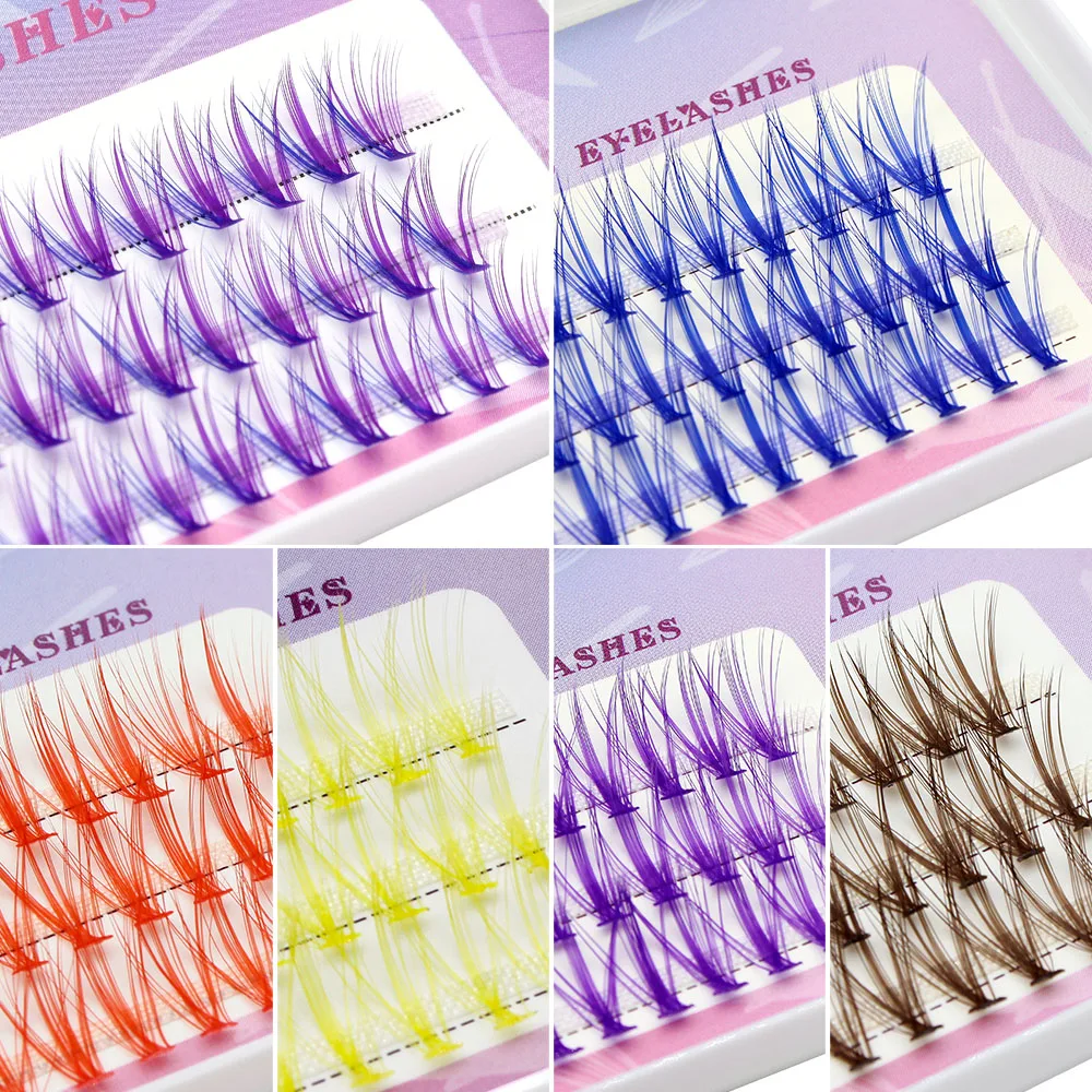 Ed Blue Purple Mix Individual Lashes Premade Wide Fans 20d Russian Volume Professional Eyelash Extensions Faux False Mink