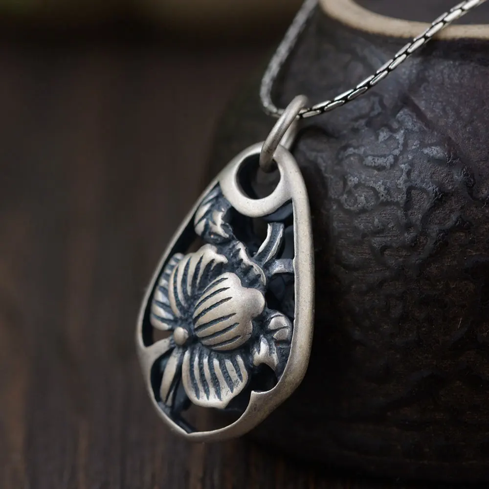 

FNJ Flower Pendant 925 Silver Original Pure S925 Sterling Silver Pendants for Jewelry Making Women