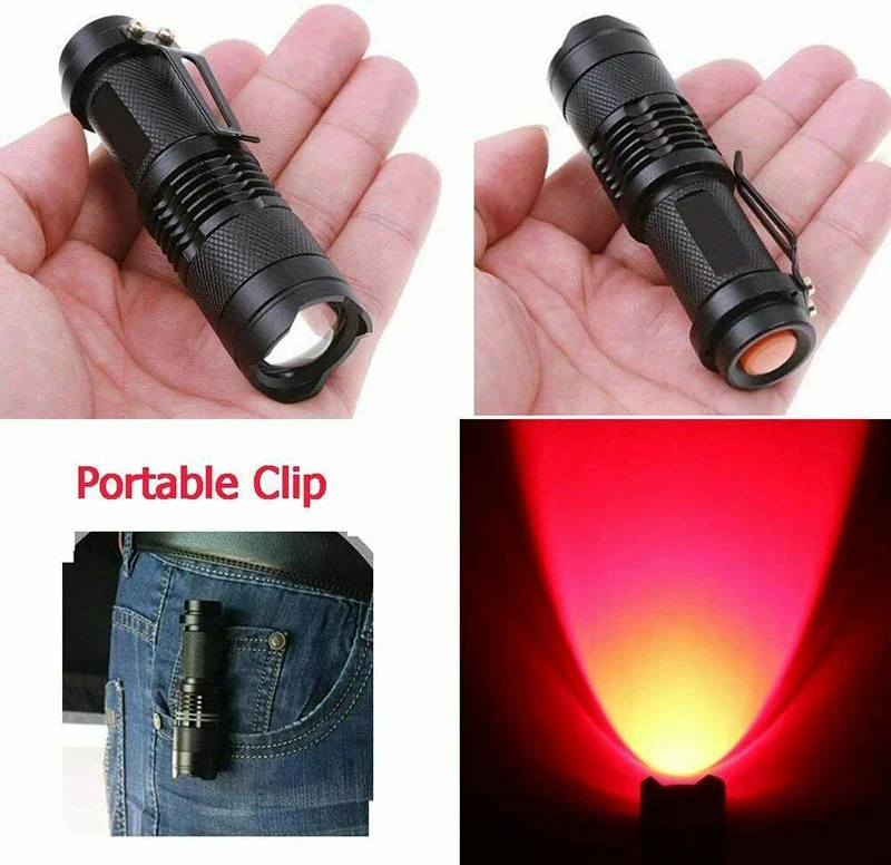 Фото F3 фонарик с красным лучом, светодиодный 670nM edc, фонарь, фонарь против изнасилования зрения, красный фонарик, подарки на Рождество и Хэллоуин №3