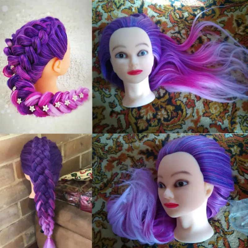 Профессиональная голова-манекен NEVERLAND, 30 дюймов, для тренировки длинных волос фиолетового и радужного цветов от AliExpress WW