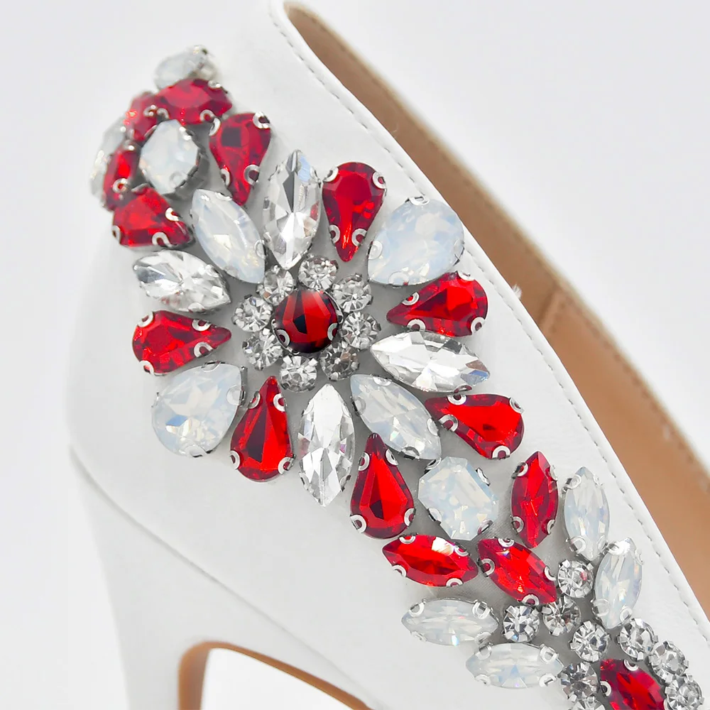 

TOPQUEEN AP58; Ручная работа; Разноцветные стразы с аппликацией; Туфли на высоком каблуке; Женские модельные туфли с нашивками для невесты; Одежда для свадебной вечеринки