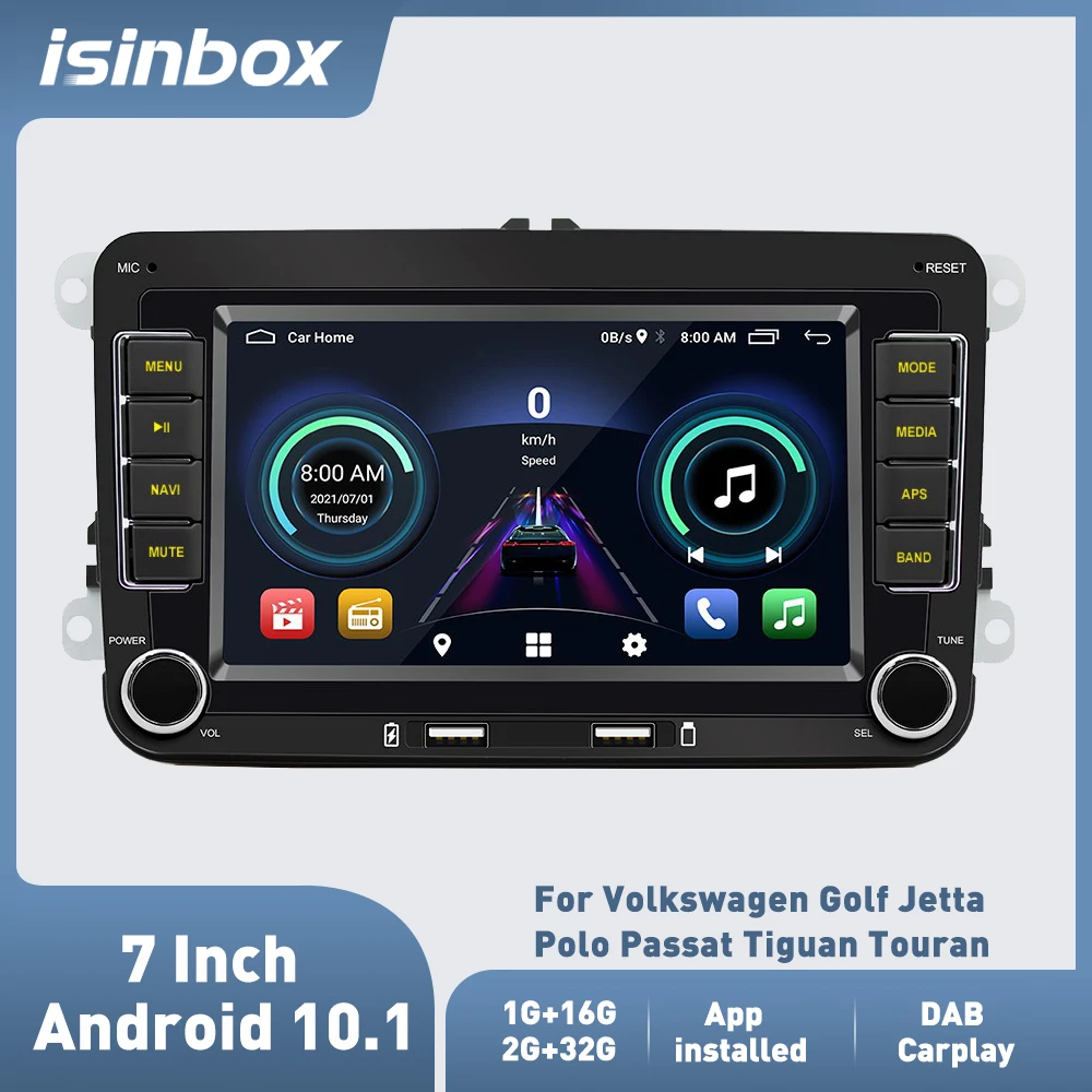 Автомагнитола ISINBOX для VW Android 10 1 головное устройство с 7-дюймовым экраном