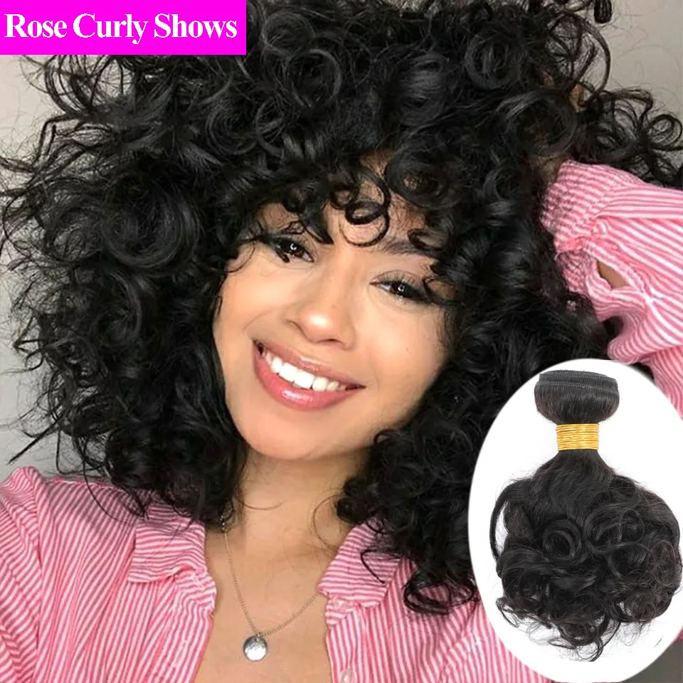 

Rose Curly Human Hair Bundles 12A Grade Cheap Remy Bouncy Opran Funmi Curly Human Hair Extensions Peruvian Hair Weave Bundles