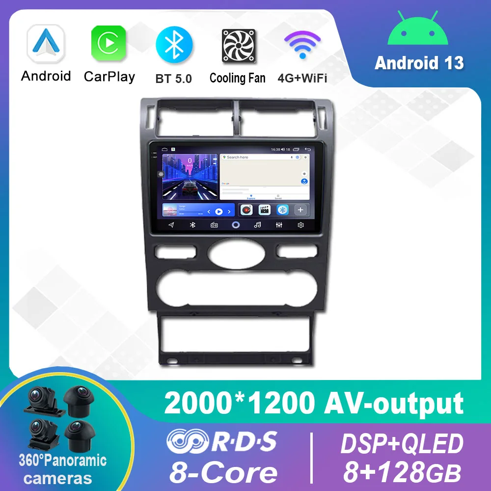 

9 Inch Android 12.0 For Ford Mondeo 3 2000-2007 Multimedia Player Auto Radio GPS Carplay 4G WiFi DSP Bluetooth