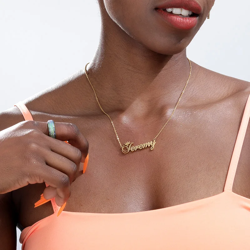 

Ожерелья с именем короны на заказ для женщин, нержавеющая сталь, персонализированное имя, кулон, модные ювелирные изделия на заказ, подарок, ...