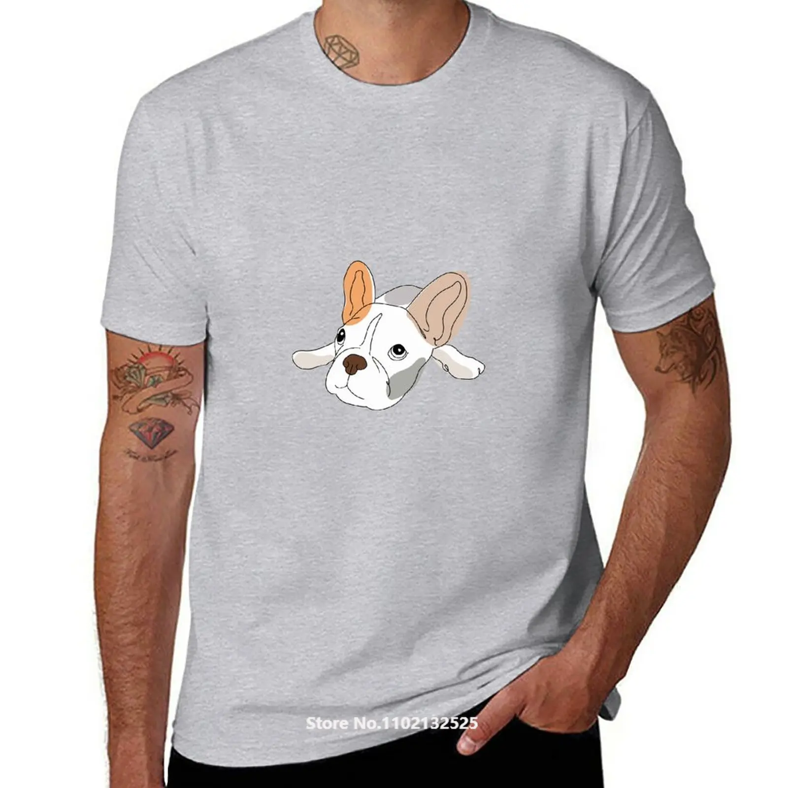 

French Bulldog Men T Shirt Cotton Short Sleeve O Neck Hip Hop TShirts Oversize Streetwear Tops