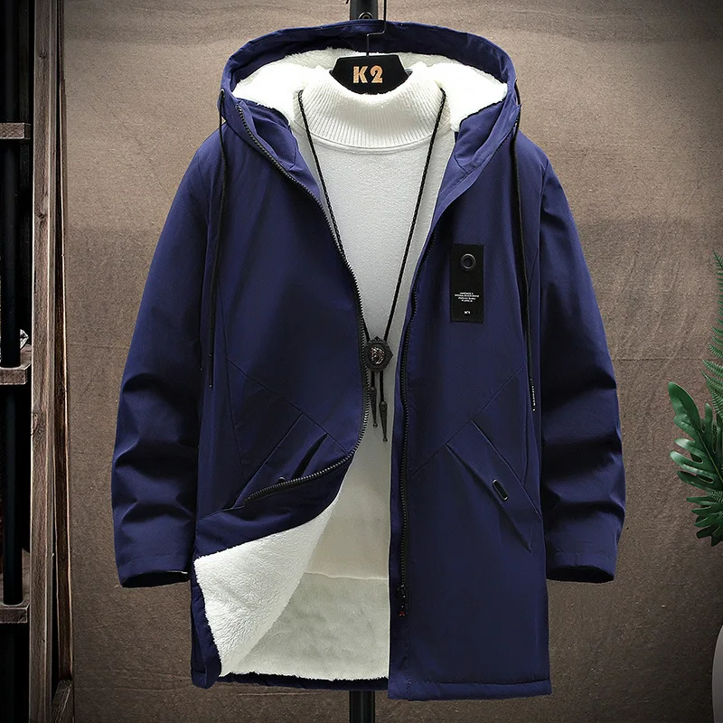 

Winter Clothes Japanese Style Fleece Lined Thickened Men's Mid-Length Coat Jacket Cotton-Padded Jacket Large Size Korean Coa