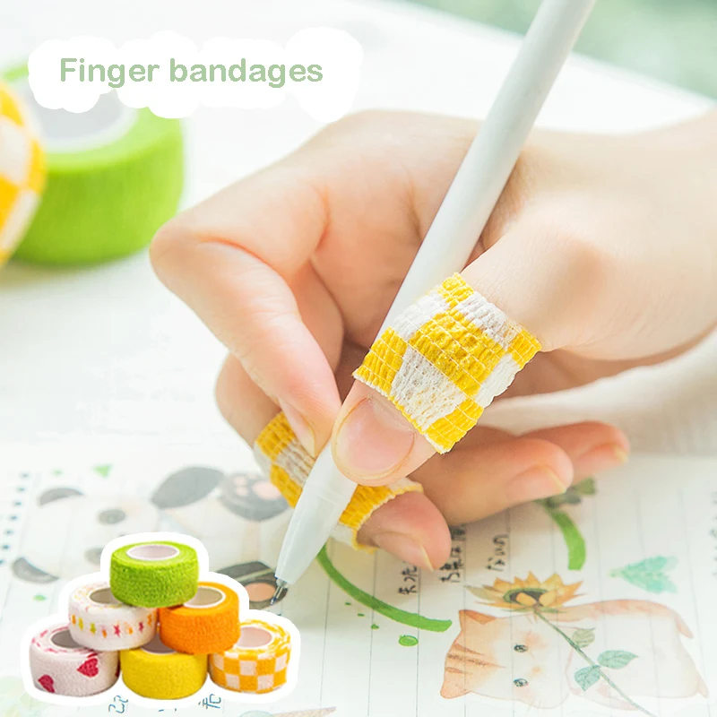 

3 Roll Students Writing Finger Guard Bandager Waterproof Kids Grip Pen Holder Elastic Wrapping Finger Joint Protective Tape