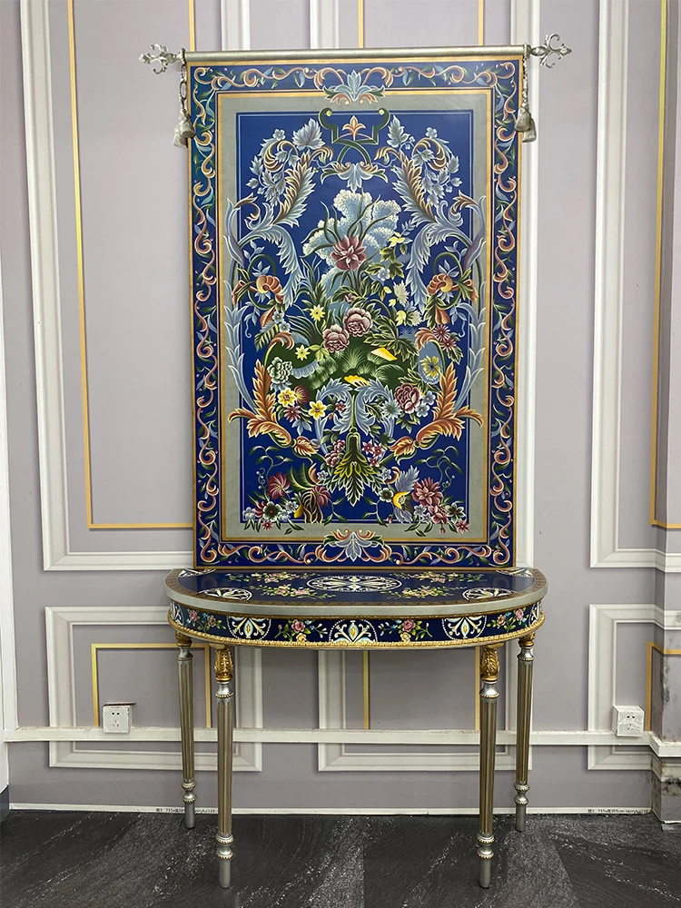 

European style porch table for home purchase end view table French painted porch American wall corridor solid wood side table