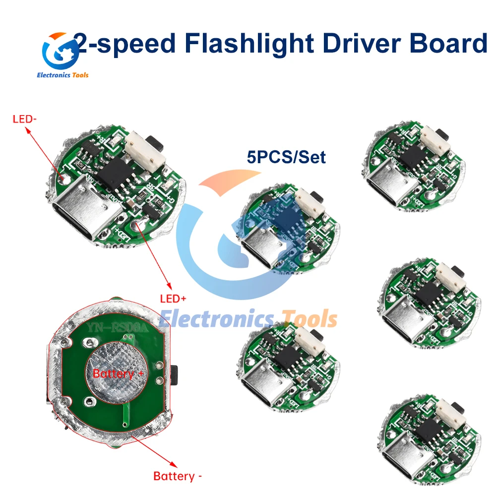 

Gaqqee 2-скоростная плата драйвера фонарика 10 Вт для 18650