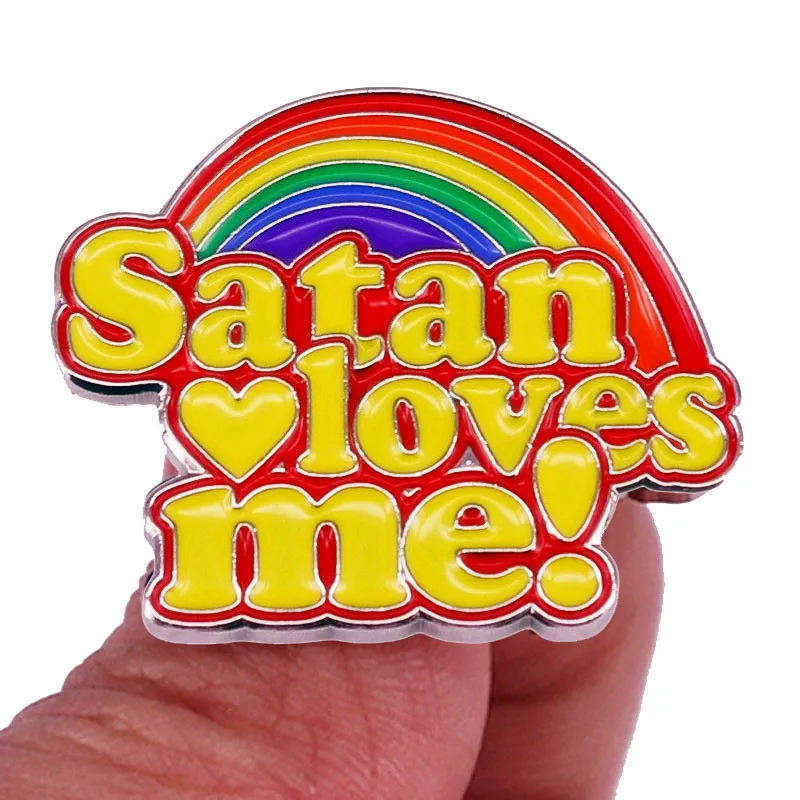 

Rainbow Satan Loves Me Satanic Brooches Enamel Pin Brooch Badge Lapel Pins Hard Metal Alloy Jacket Decoration Ornaments Jewelry