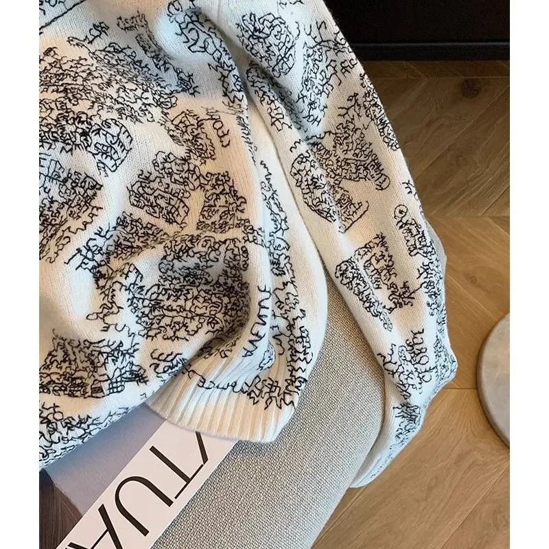 Аутлеты ~ Tail Goods Брендовый дизайн Абстрактный узор Вышивка Свитер Женский осенний