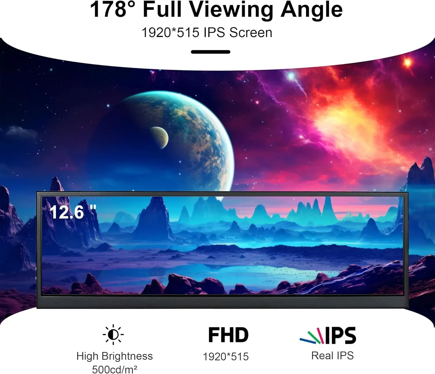 Wisecoco 12 6 дюймовый вторичный экран IPS сенсорный монитор растянутый Бар ЖК-дисплей