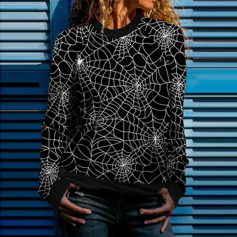 Autumn Sweatshirt Women Hoodies 2022 Casual Halloween Print Long Sleeve Round Neck Sweatshirt Loose Tops Sudaderas De Mujer