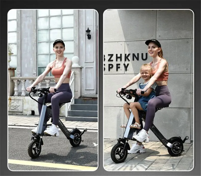 Складной электрический скутер для родителей и детей 2 сиденья два колесных