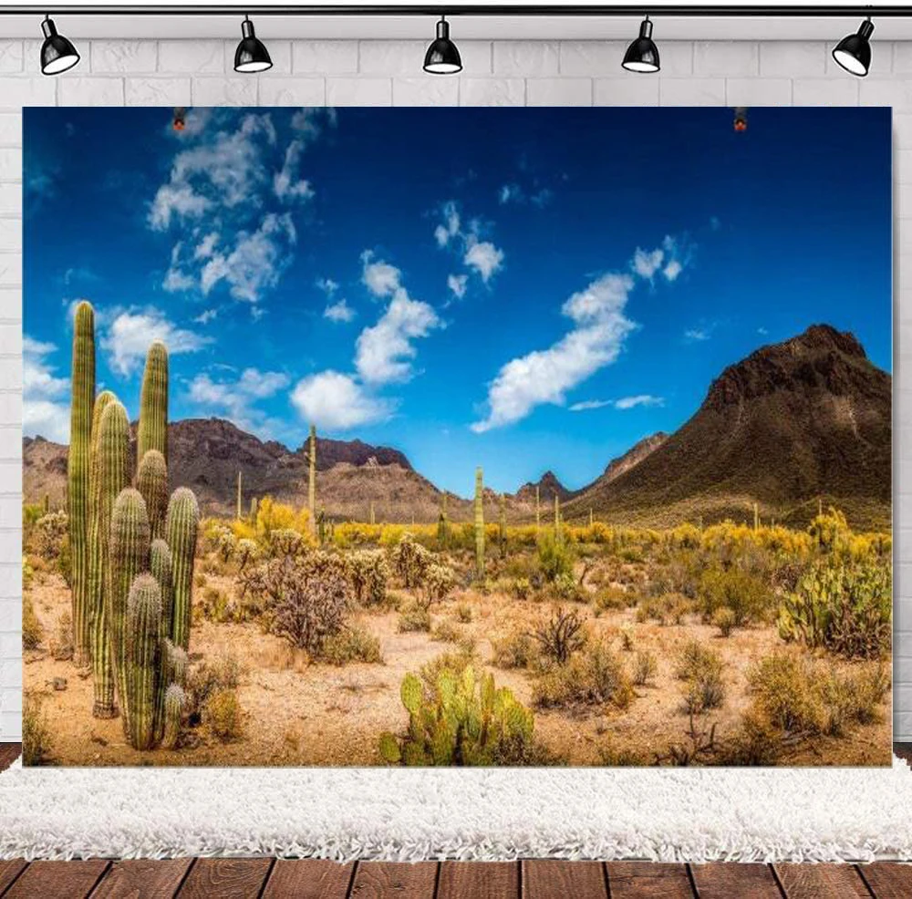 Фон для фотосъемки с изображением пустыни кактуса западного голубого неба