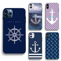 stripes anchor boat ship wheel phone case fundas shell cover for iphone 6 6s 7 8 plus xr x xs 11 12 13 mini pro max
