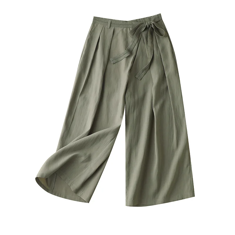 

Женские брюки длиной до щиколотки, широкие брюки с аппликацией, летние однотонные женские брюки со шнуровкой, 2022