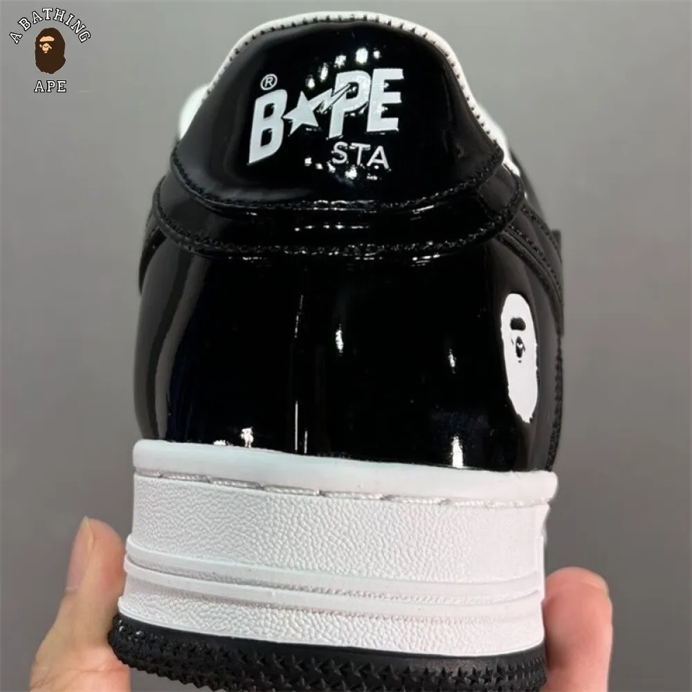 A BATHING APE Air1 Force '07 Low Joint Ape Head Air Force One Men's and Women's Leisure Skateboarding Shoes Black 36