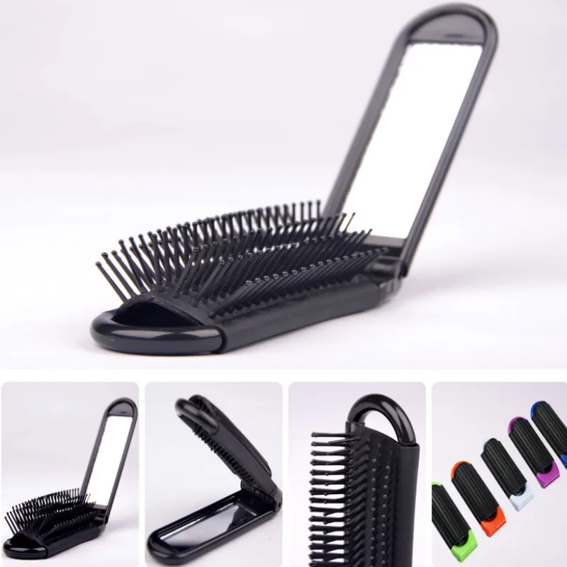 

Professional Folding Hair Comb Portable Foldable Hair Brushes with Mirror Compact Pocket Size Purse Traveling Hair Style Combs