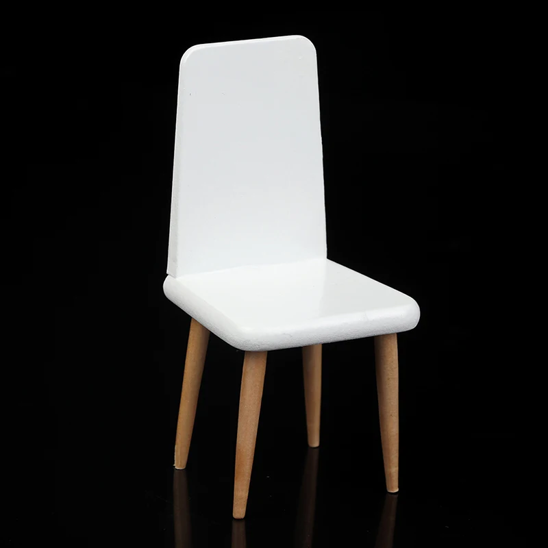 

New 1:12 Dollhouse Miniature Furniture White Wooden Chair Stool Seat Model For Dolls House Accessories Toy