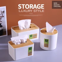 tissue box holder tissue box cover rectangular round shape durable facial bamboo tissue box coverwooden tissue box