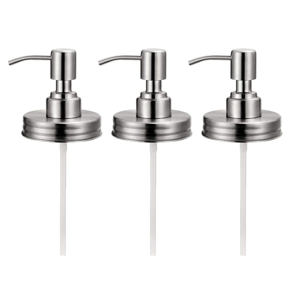 

3 Pcs Liquid Mason Jar Lid Pump Head Dispenser Shampoo Stainless Steel Lotion Bottle Accessory