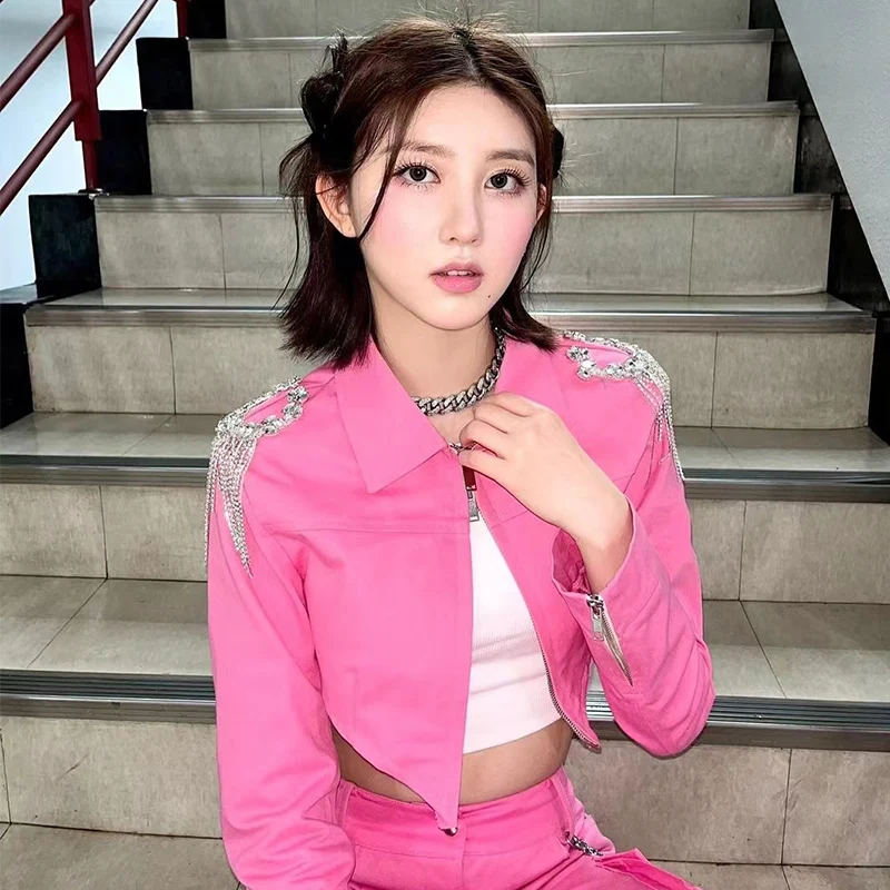 Новые сценические сексуальные женские укороченные топы Kpop брюки-карго костюм