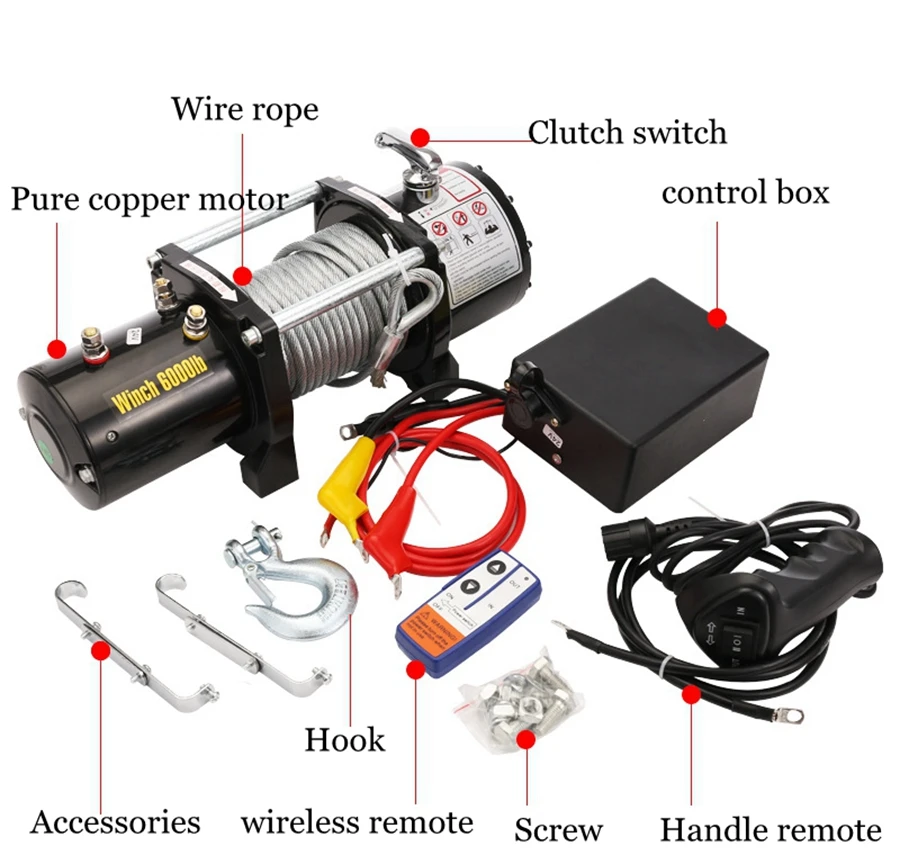 Electric winch 12 24V 9500 lbs vehicle self-rescue off-road winch off-road vehicle winch