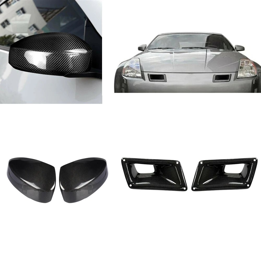 

Carbon Fiber Rear View Mirror Cover & Air Outlet Vent Duct Front Bonnet Engine Hood Bezel For Nissan 350Z 2003-2009 All Model