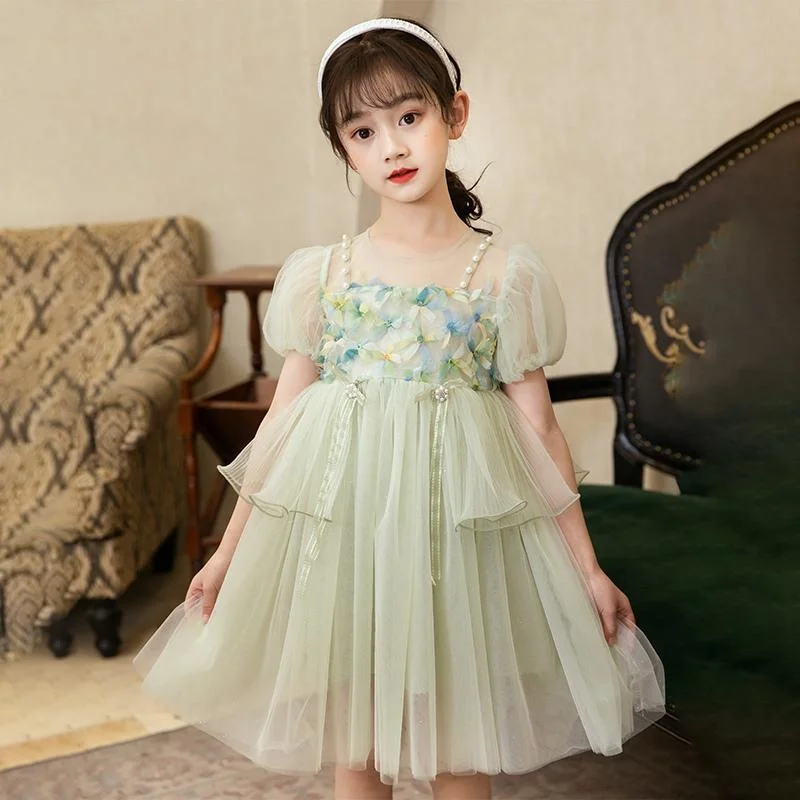 

Girl's Princess Summer Dress Flower Girl Party Kids Dresses For Children Clothing Girls Korean School Wear Child Designer Ins