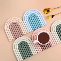 silicone removable rainbow coasters insulation pads cup mat plate non slip pot holder pad placemat home decor kitchen tool